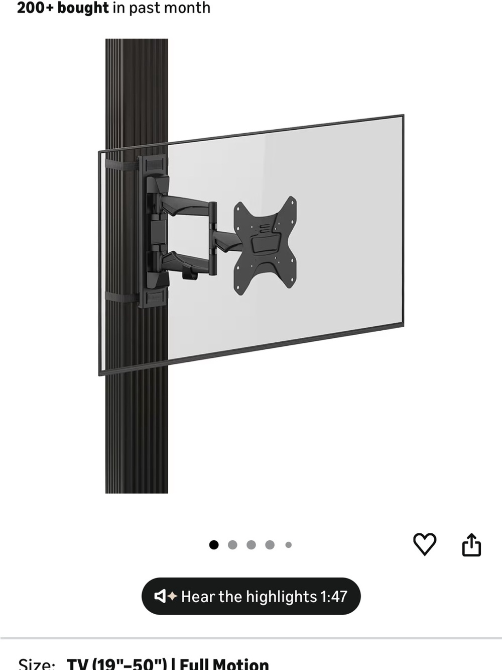 Full Motion TV Mount in Black